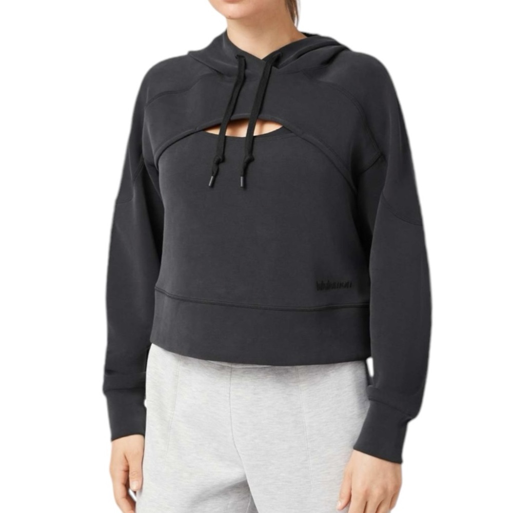 LULULEMON Get Centered Softstreme Black Cutout Crop Hoodie Size 4